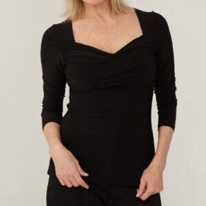 New Brian Bailey Black Bodice Wrap Stretch Top Size Medium bin 1F